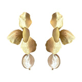Minar Statement Flower Petal Earrings Baroque Pearl Jewelry