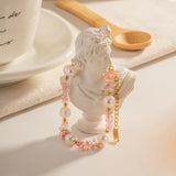 Pink Stone Bracelet with Freshwater Pearl Accent