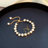 Pink Pearl Beaded Bracelet for Women Adjustable Charm Jewelry