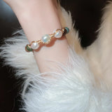 Minar Baroque Pearl Cuff Bracelet Multicolor Agate Charm