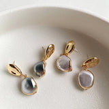 Irregular Baroque Pearl Long Drop Earrings for Women