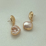 Irregular Baroque Pearl Long Drop Earrings for Women