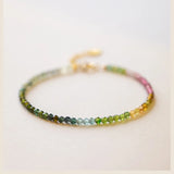 Vintage Rainbow Stone Charm Bracelet Women Thin Chain Beaded