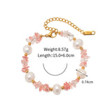 Pink Stone Bracelet 18K Plating Titanium Steel Freshwater Pearl