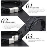 MingAo Punk Charm Custom Tennis Stainless Steel Chakra Leather Bracelets