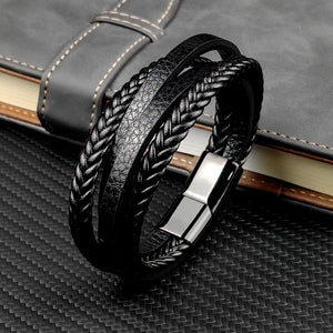 MingAo Punk Charm Custom Tennis Stainless Steel Chakra Leather Bracelets