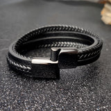 MingAo Punk Charm Custom Tennis Stainless Steel Chakra Leather Bracelets
