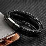 MingAo Punk Charm Custom Tennis Stainless Steel Chakra Leather Bracelets