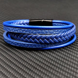 MingAo Titanium Steel Punk Leather Bracelet For Men