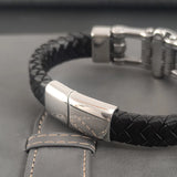 Stainless Steel Lion Leather Bracelet Men's Magnet Buckle Gift