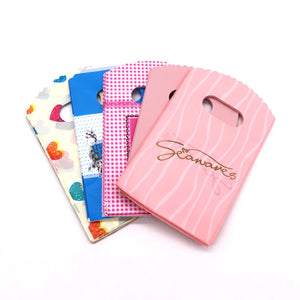 100pcs 9*15cm Plastic Pouches with Handles for Jewelry Gift Packaging