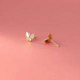 Butterfly CZ Zircon Stud Earrings 925 Silver Fine Jewelry