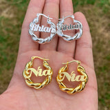 18mm Personalized Name Earrings for Kids Stainless Steel Small Hoops