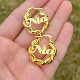 Mini 18mm Name Earrings Personalized Letter Twist Hoops For Kids