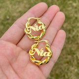 Mini 18mm Name Earrings Personalized Letter Twist Hoops For Kids