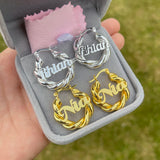 Mini 18mm Name Earrings Personalized Letter Twist Hoops For Kids