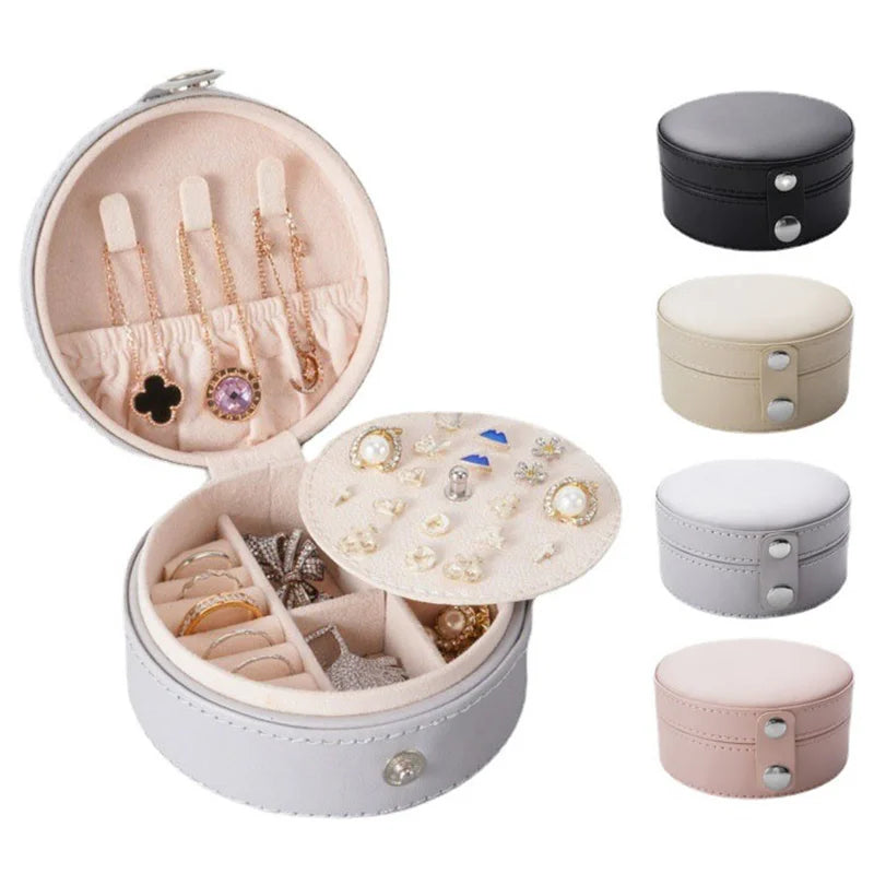 Mini 4 colors Leather jewelry box for women