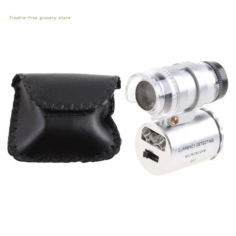 Mini 60X Magnifier Microscope UV Jeweler Loupe with LED Light