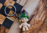 Mini Amethyst Keychain Troll- Crystal Troll for Good Luck Charm