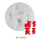 Mini Bear Casting Die Soft Silicone Stencil for Cake Decor DIY Craft