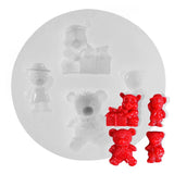 Mini Bear Casting Die Soft Silicone Stencil for Cake Decor DIY Craft