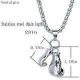 Mini Boxing Glove Necklace Pair Stainless Steel Chain Pendant Charm Jewelry