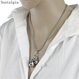 Mini Boxing Glove Necklace Pair Stainless Steel Chain Pendant Charm Jewelry