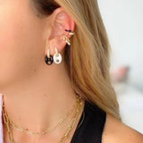 Colorful CZ Beads Charm Huggie Hoop Earrings
