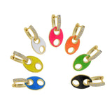 Colorful CZ Beads Charm Huggie Hoop Earrings