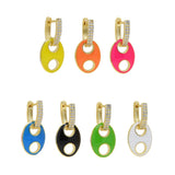 Colorful CZ Beads Charm Huggie Hoop Earrings