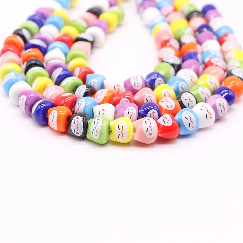 Mini Cat Head Ceramic Beads 8x10mm Colorful DIY Bead Jewelry Making