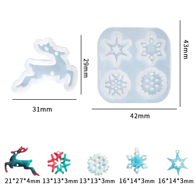 Christmas Ornaments Silicone Mold Deer Snowflake Star Style DIY Gift
