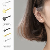 925 Sterling Silver Mini Circle Round Ear Stud Earrings for Women