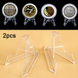 Clear Acrylic Coin Holder Easel Stand Display Rack Post Card Collection Storage