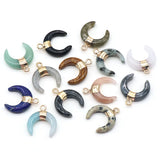 Mini Crescent Moon Crystal Charm Reiki Natural Stone Pendant