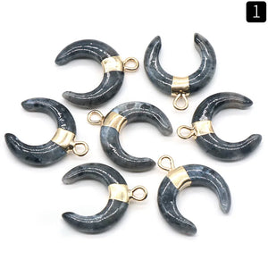 Mini Crescent Moon Crystal Charm Reiki Natural Stone Pendant