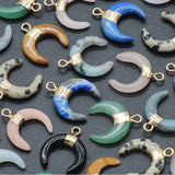 Mini Crescent Moon Crystal Charm Reiki Natural Stone Pendant