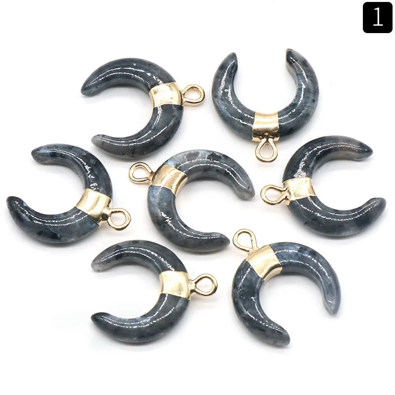 Mini Crescent Moon Crystal Charm Reiki Natural Stone Pendant