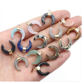 Mini Crescent Moon Crystal Charm Reiki Natural Stone Pendant