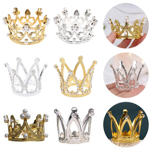 Mini Crown Cake Decoration Princess Topper Pearl Tiara for Wedding Birthday Part