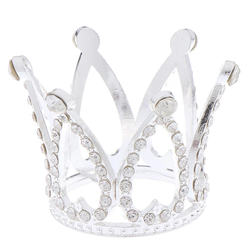 Mini Crown Cake Decoration Princess Topper Pearl Tiara Hair Ornaments