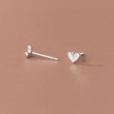 Sweet Girl Heart Stud Earrings 925 Silver Jewelry