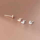 Sweet Girl Heart Stud Earrings 925 Silver Jewelry