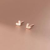 Sweet Girl Heart Stud Earrings 925 Silver Jewelry