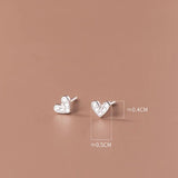 Sweet Girl Heart Stud Earrings 925 Silver Jewelry