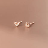 Sweet Girl Heart Stud Earrings 925 Silver Jewelry