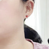 925 Silver Red Strawberry Stud Earrings Girls Kids Baby Jewelry