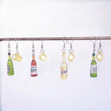 Mini Beer Bottle Wine Glass Resin Earrings Jewelry