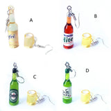 Mini Beer Bottle Wine Glass Resin Earrings Jewelry