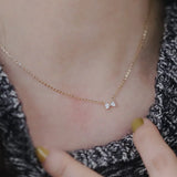 Sweet Bowknot Necklace 925 Sterling Silver 14K Plated Clavicle Chain